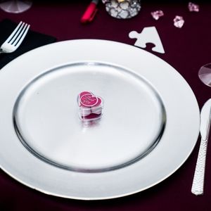 11" Silver Chargers total of 60